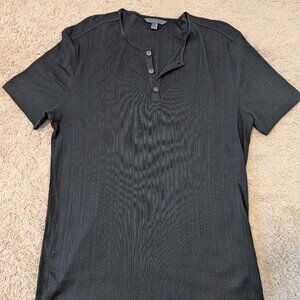 John Varvatos Short Sleeve Henley - Black - Mens Size Medium